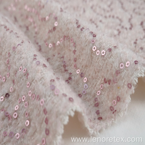 Polyester Woven Metallic Sequin Embroidery Tweed Fabric